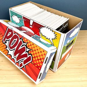 BCW Art POW! Short Comic Storage Box | Holds 150-175 Comics| Double-Walled Corrugated Cardboard | (1-Pack)
