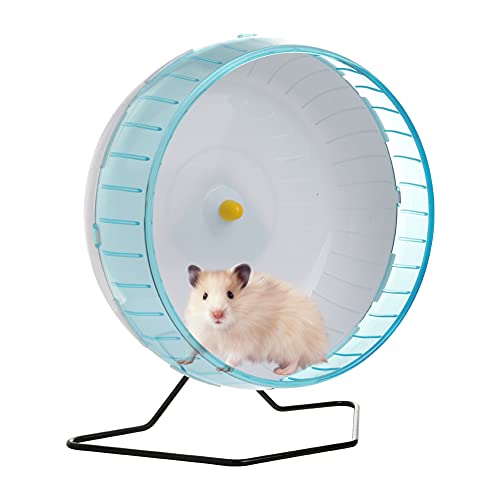 Hamster Wheel 8” Pet Comfort Exercise Wheel Large and Easy Attach to Wire Cage for Hamsters Gerbils Chinchillas Hedgehogs Mice and Other Small Animals - Premium PP Material Blue