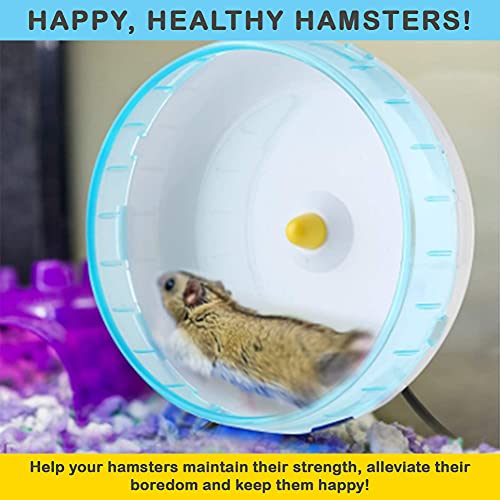 Hamster Wheel 8” Pet Comfort Exercise Wheel Large and Easy Attach to Wire Cage for Hamsters Gerbils Chinchillas Hedgehogs Mice and Other Small Animals - Premium PP Material Blue