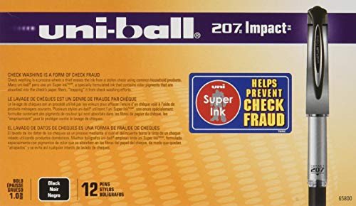 Sanford Brands Uni-Ball 207 Impact Gel Black Pen, (Pack of 12)