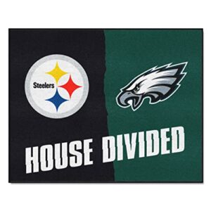 fanmats 17113 nfl house divided steelers/eagles house divided mat , 33.75" x 42.5"