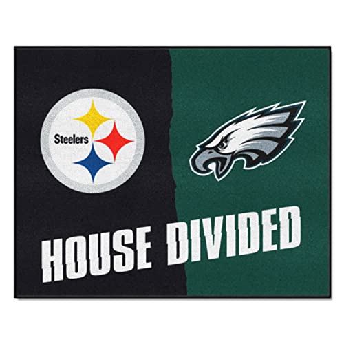 FANMATS 17113 NFL House Divided Steelers/Eagles House Divided Mat , 33.75" x 42.5"