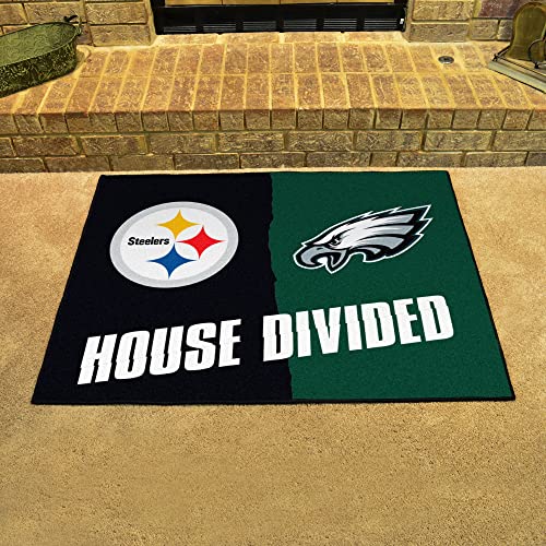 FANMATS 17113 NFL House Divided Steelers/Eagles House Divided Mat , 33.75" x 42.5"