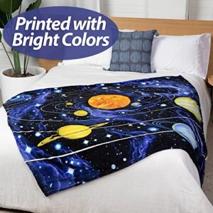 Dawhud Direct Solar System Fleece Blanket for Bed, 50" x 60" Space Fleece Throw Blanket for Boys, Men, Unisex and Kids - Super Soft Plush Planetary Blanket Throw Fleece Blanket for Planet Lovers