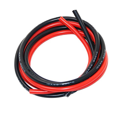 BNTECHGO 10 Gauge Silicone Wire 5 ft red and 5 ft Black Flexible 10 AWG Stranded Tinned Copper Wire