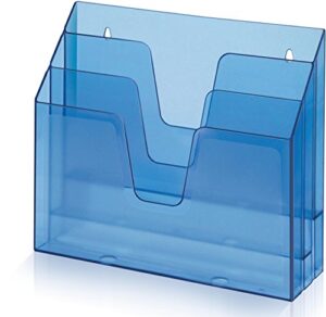 acrimet horizontal triple file folder holder organizer (clear blue color)