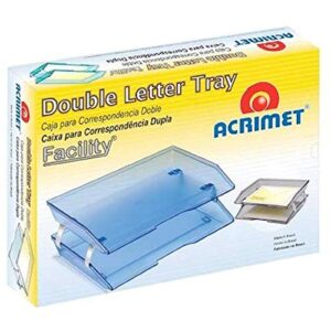 Acrimet Facility 2 Tier Letter Tray Side Load Plastic Desktop File Organizer (Clear Green Color)