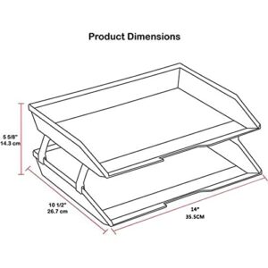 Acrimet Facility 2 Tier Letter Tray Side Load Plastic Desktop File Organizer (Clear Green Color)