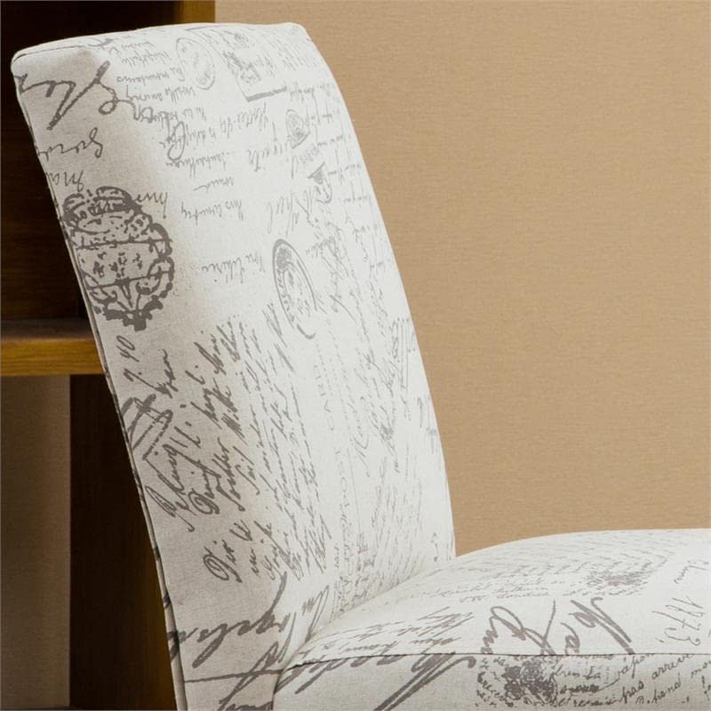 Roundhill Furniture Botticelli English Letter Print Fabric Armless Contemporary Accent Chair, Single