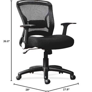 Lorell Flipper Arm Mid-Back Chair, 39.6" x 27.8" x 28", Black