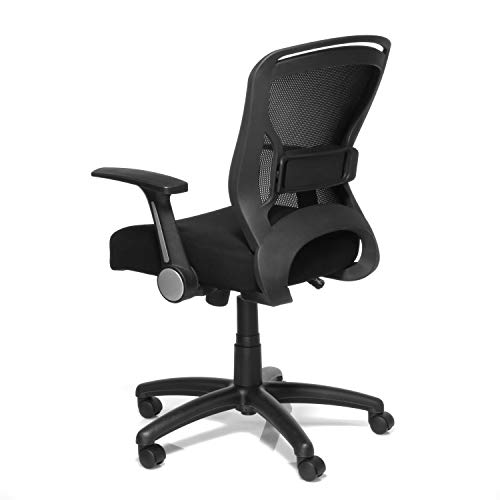 Lorell Flipper Arm Mid-Back Chair, 39.6" x 27.8" x 28", Black