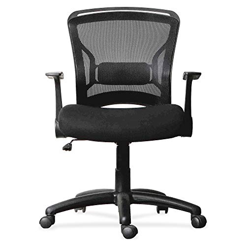 Lorell Flipper Arm Mid-Back Chair, 39.6" x 27.8" x 28", Black