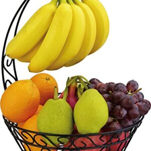 Surpahs Countertop Fruit Basket Stand w/Detachable Banana Hanger [Improved]