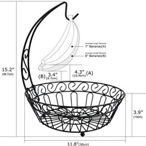 Surpahs Countertop Fruit Basket Stand w/Detachable Banana Hanger [Improved]