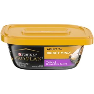 purina pro plan senior dog food wet gravy, bright mind 7+ turkey and brown rice entree - (8) 10 oz. tubs
