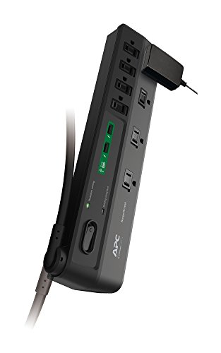 APC Power Strip with USB Charging Ports, Surge Protector P8U2, 2630 Joules, Flat Plug, 8 Outlets