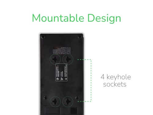 APC Power Strip with USB Charging Ports, Surge Protector P8U2, 2630 Joules, Flat Plug, 8 Outlets