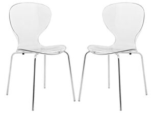 leisuremod modern oyster side chair (set of 2), clear