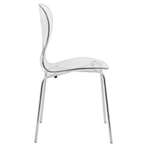 LeisureMod Modern Oyster Side Chair (Set of 2), Clear