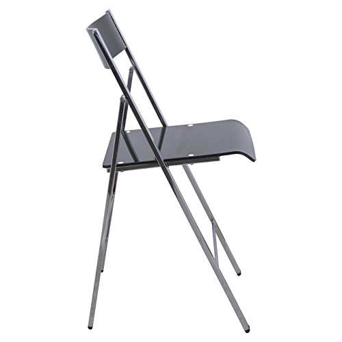 LeisureMod Menno Modern Transparent Acrylic Folding Chair, Black