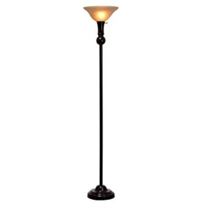 catalina 18580-000 transitional 3-way torchier lamp with frosted amber glass shade, bronze classic