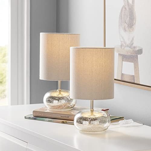 Catalina 18577-000 Modern 2-Pack Matching Mecury Glass Accent Table Lamps, 12, Classic Silver Mercury