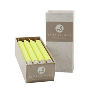northern lights candles 7" tapers - new leaf 12pc box, chartreuse