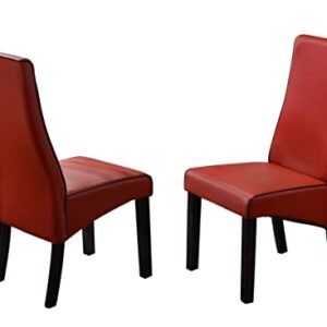 Kings Brand Furniture Upholstered Parson Chair (Set of 2), Red