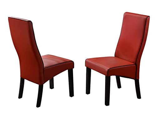 Kings Brand Furniture Upholstered Parson Chair (Set of 2), Red