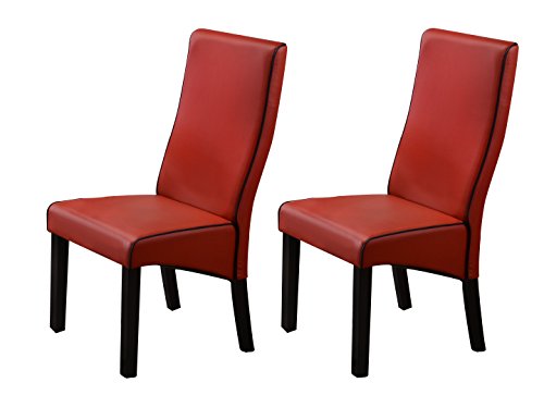 Kings Brand Furniture Upholstered Parson Chair (Set of 2), Red