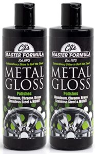 original cjs master formula metal gloss detail polish 2 pack 12oz bottles extraordinary shine for aluminum, chrome, brass, stainless steel and more