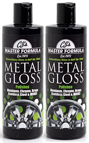 Original CJs Master Formula Metal Gloss Detail Polish 2 Pack 12oz Bottles Extraordinary Shine for Aluminum, Chrome, Brass, Stainless Steel and More