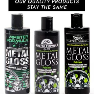 Original CJs Master Formula Metal Gloss Detail Polish 2 Pack 12oz Bottles Extraordinary Shine for Aluminum, Chrome, Brass, Stainless Steel and More