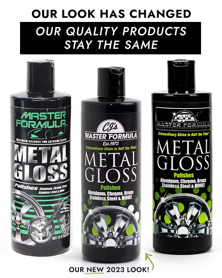 Original CJs Master Formula Metal Gloss Detail Polish 2 Pack 12oz Bottles Extraordinary Shine for Aluminum, Chrome, Brass, Stainless Steel and More