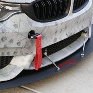 iJDMTOY Track Racing Style Red Tow Strap Compatible With BMW 1 3 5 Series X5 X6 & MINI Cooper (E36 E39 E46 E82 E90 E91 E92 E93 E70 E71 R50 R51 R52 R53 R55 R56 R57 R58 R59), Tow Hole Mount Nylon Loop