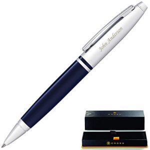 dayspring pens personalized cross pen | engraved cross calais ballpoint pen - blue. custom gift pen with case at0112-3 engraving shipped in one business day.