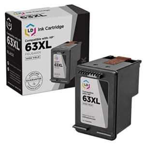 ld products remanufactured ink cartridge replacement for hp 63xl f6u64an hy (black) compatible with hp deskjet 1110, 1111, 1112, 2130, 2131, 2132, 2133, 2134, 2136, 3630, 3631, 3632, 3633, 3634