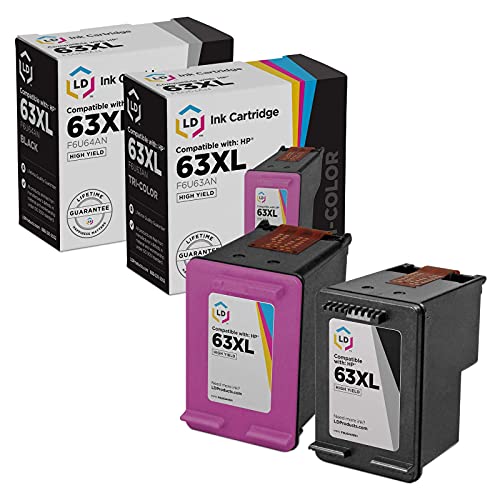 LD Products Remanufactured Ink Cartridge Replacement for HP 63XL High Yield (1 Black, 1 Color, 2-Pack)