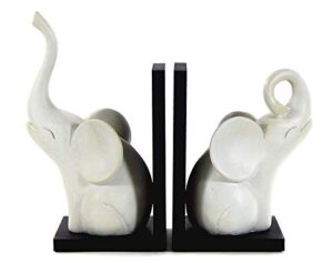 bellaa 23057 decorative bookends vintage antiques white elephant abstract modern minimalistic boho farmhouse book ends shelves living room triumphant 9 inch