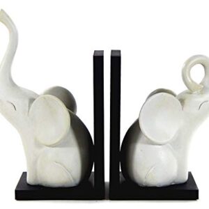 Bellaa 23057 Decorative Bookends Vintage Antiques White Elephant Abstract Modern Minimalistic Boho Farmhouse Book Ends Shelves Living Room Triumphant 9 Inch