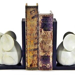 Bellaa 23057 Decorative Bookends Vintage Antiques White Elephant Abstract Modern Minimalistic Boho Farmhouse Book Ends Shelves Living Room Triumphant 9 Inch