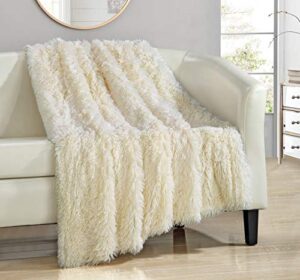 chic home elana shaggy faux fur supersoft ultra plush decorative throw blanket, 50 x 60, beige