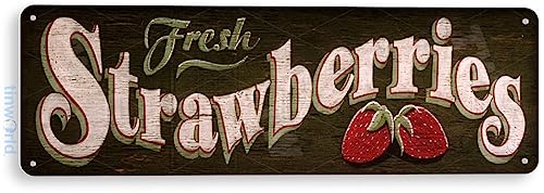 Tinworld Tin Sign Fresh Strawberries Rustic Garden Metal Sign Decor Kitchen Cottage Farm A872