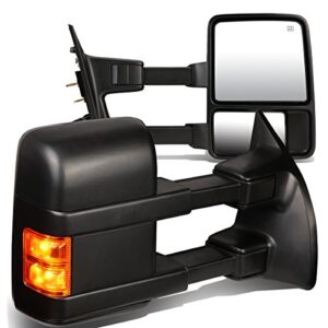 powered+heated+amber led signal towing mirrors compatible with ford f250-f550 super duty 08-16, driver and passenger side, black cover