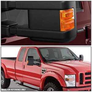 Powered+Heated+Amber LED Signal Towing Mirrors Compatible with Ford F250-F550 Super Duty 08-16, Driver and Passenger Side, Black Cover