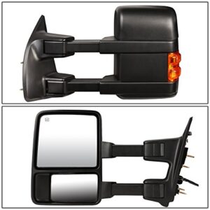 Powered+Heated+Amber LED Signal Towing Mirrors Compatible with Ford F250-F550 Super Duty 08-16, Driver and Passenger Side, Black Cover