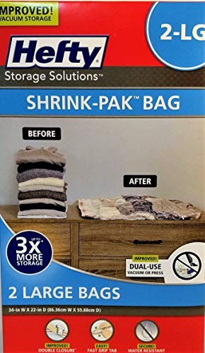 Hefty Vacuum Seal SHRINK-PAK BAG , 34" x 22", 2 Large Bags (Large)