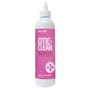 pet md otic clean dog ear cleaner for cats and dogs - effective against infections, itching, and controls odor - 8 oz