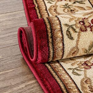 Patrician Trellis Red French European Formal Traditional 3x12 (2'7" x 12') Runner Rug Stain/Fade Resistant Contemporary Floral Thick Soft Plush Hallway Entryway Living Dining Room Area Rug