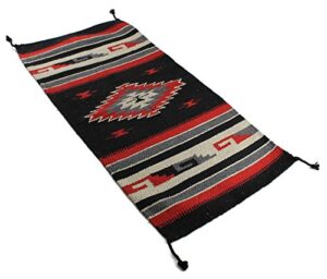 onyx arrow southwest area rug, 32 x 64 inches, center diamond, black/red